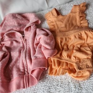 Cat & Jack Pink Hoodie and a Orange Romper
